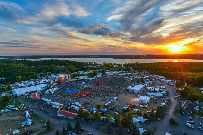 Aerial sunset view over Soo Pass Ranch. Source: WE Fest